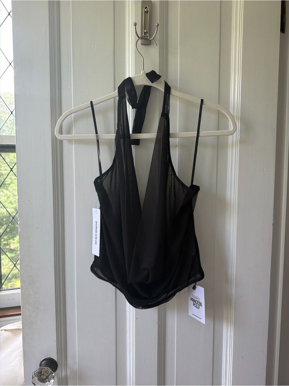NWT Princess Polly Black Mesh Halter Top - Picture 1 of 5